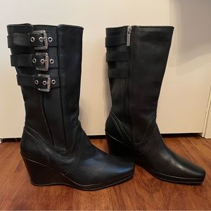 Harley Davidson Leather Wedge Buckle Moto Boots - Size 6